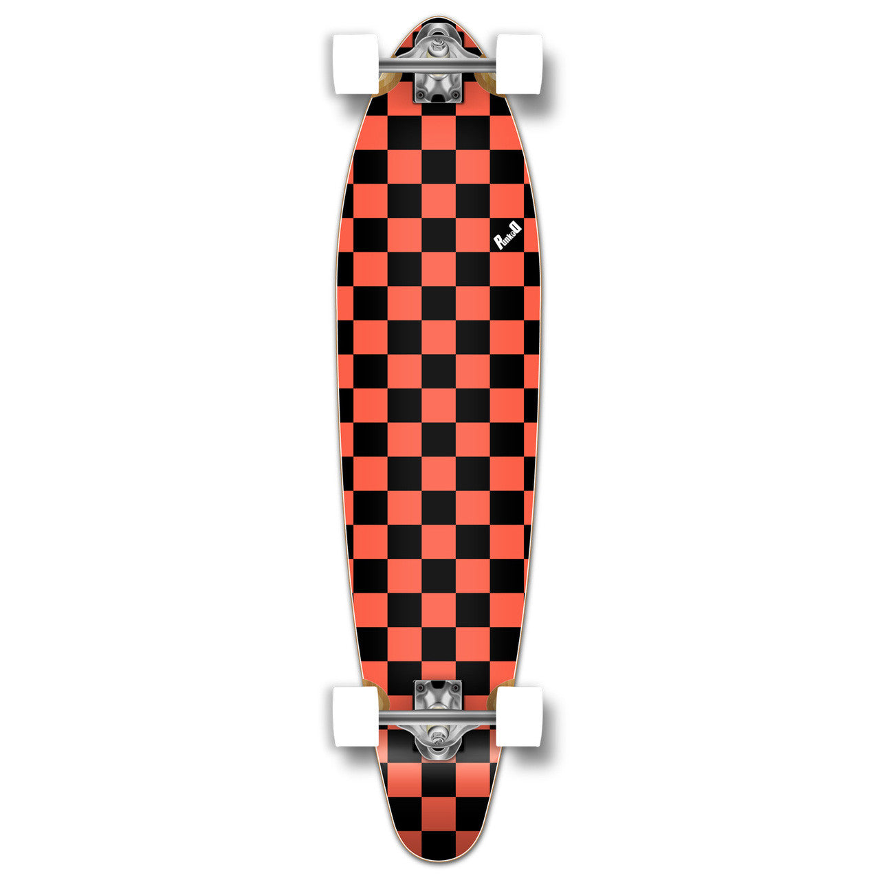 Yocaher Kicktail Longboard Complete - Checker Orange