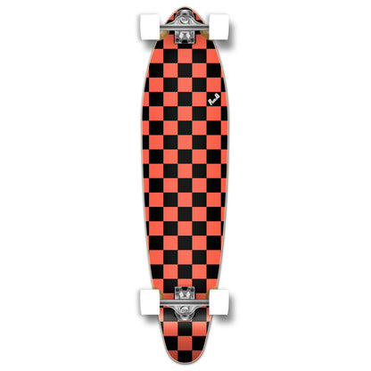 Yocaher Kicktail Longboard Complete - Checker Orange