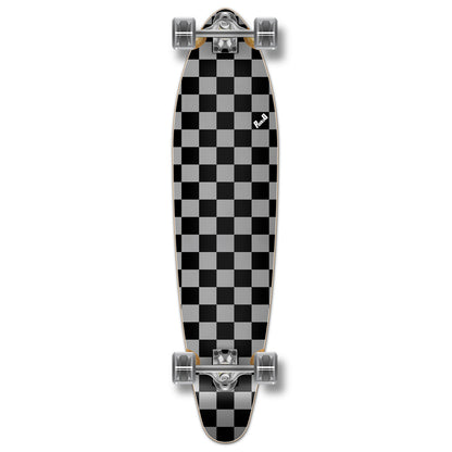 Yocaher Kicktail Longboard Complete - Checker Silver