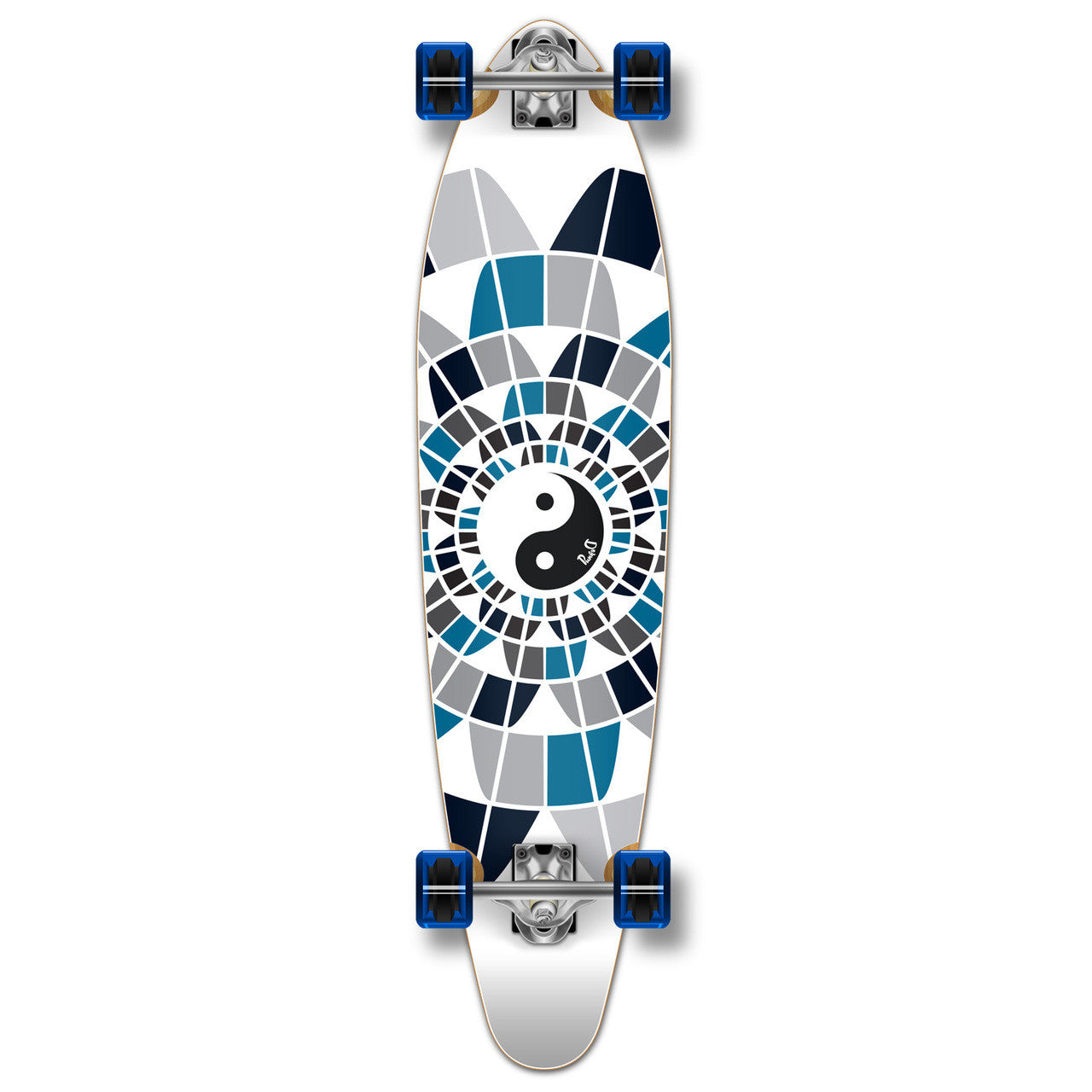 Yocaher Kicktail Longboard Complete - Ying Yang