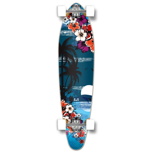 Yocaher Kicktail Longboard Complete - Tropical Night