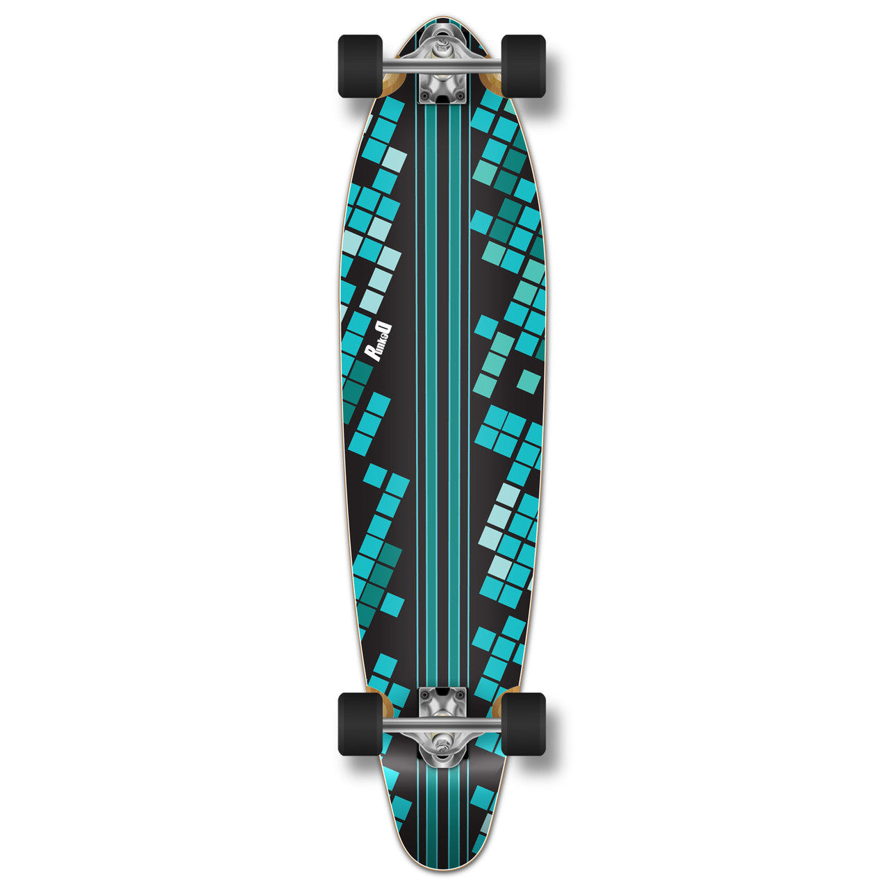 Yocaher Kicktail Longboard Complete - Black Digital Wave