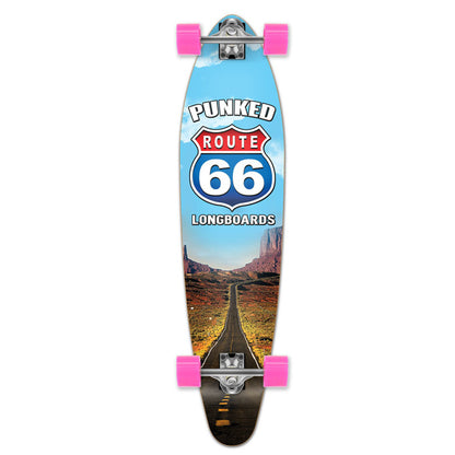 Yocaher Kicktail Longboard Complete - Route 66 Series - The Run