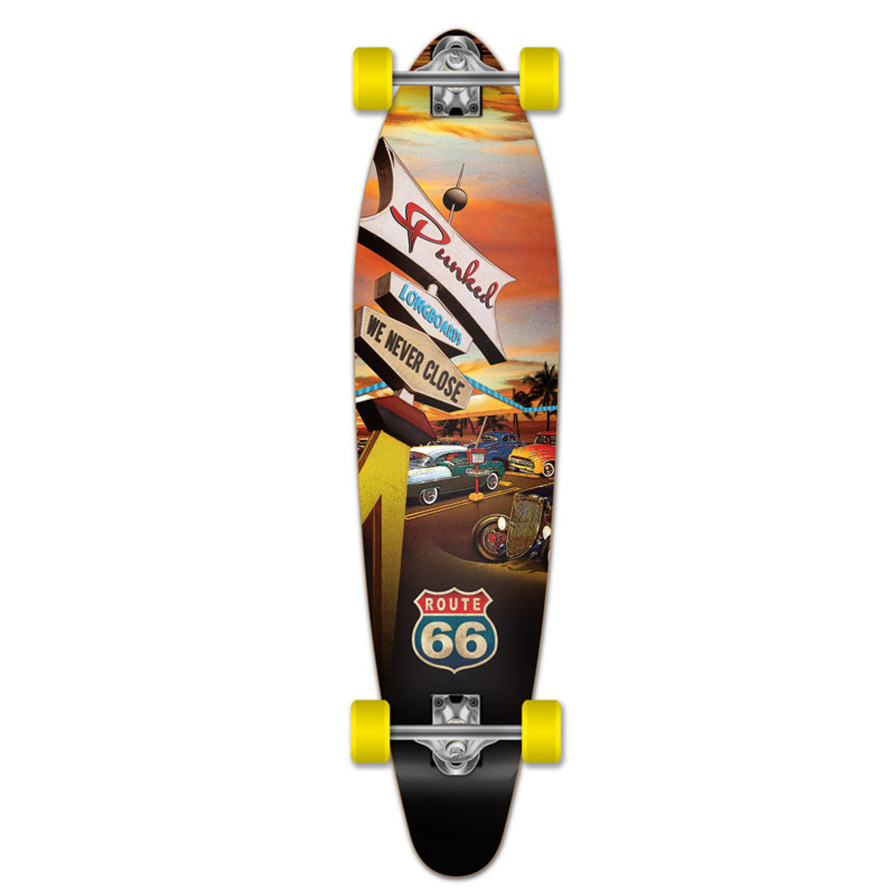 Yocaher Kicktail Longboard Complete - Route 66 Series - Diner