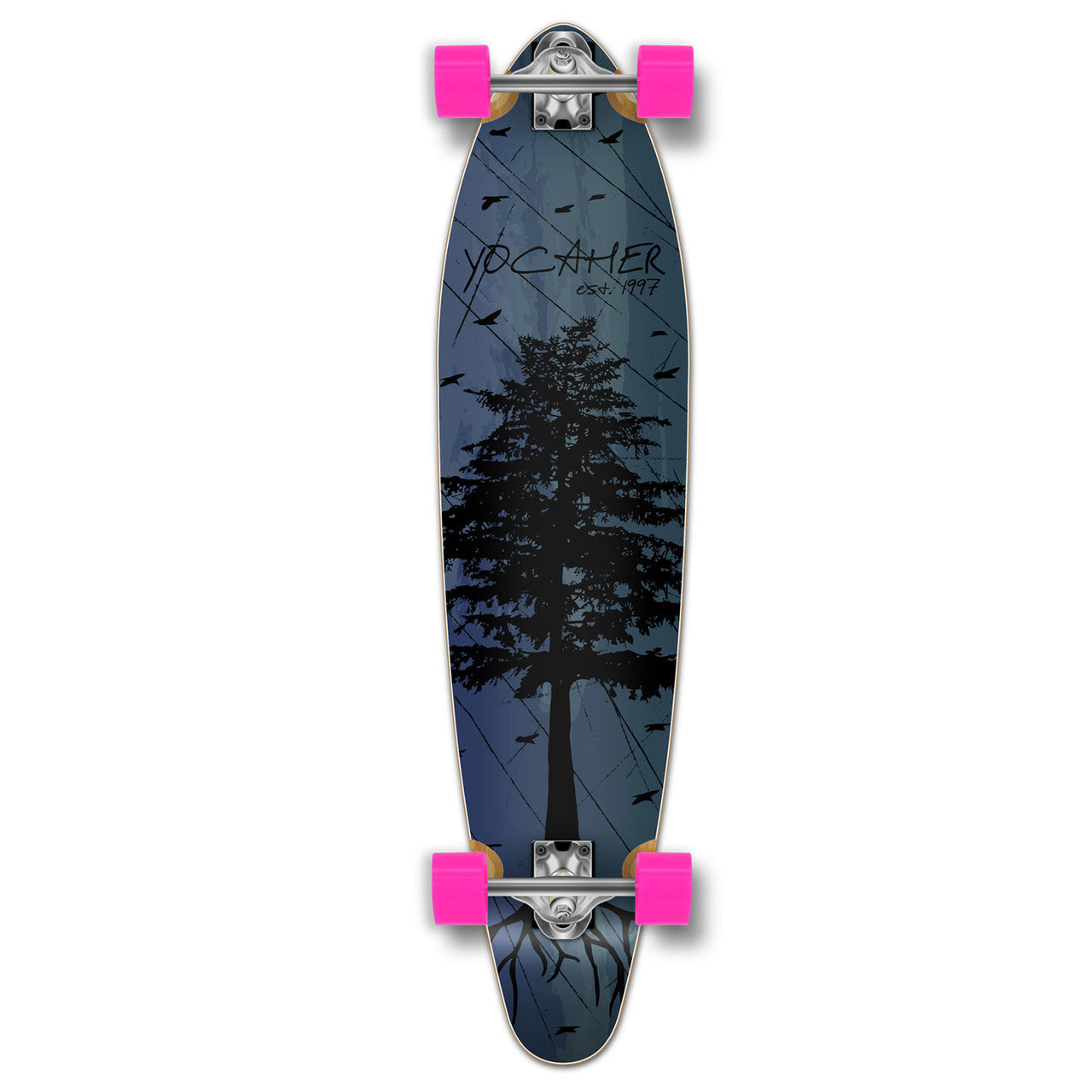 Yocaher Kicktail Longboard Complete - In the Pines : Blue