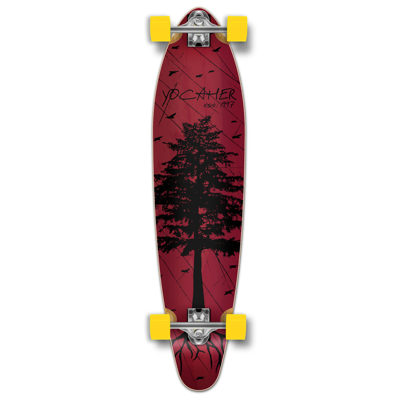 Yocaher Kicktail Longboard Complete - In the Pines : Red