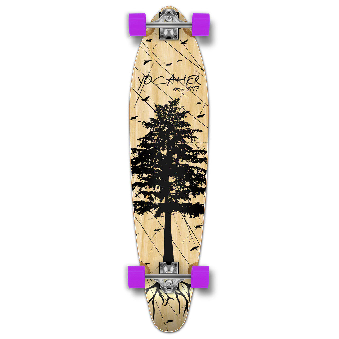 Yocaher Kicktail Longboard Complete - In the Pines : Natural