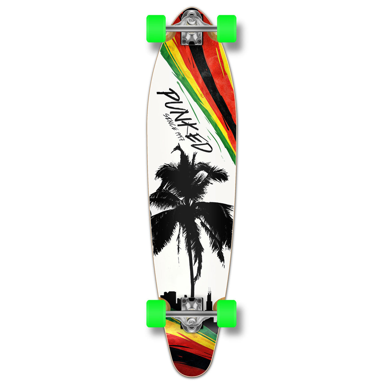 Yocaher Kicktail Longboard Complete - Palm City Rasta