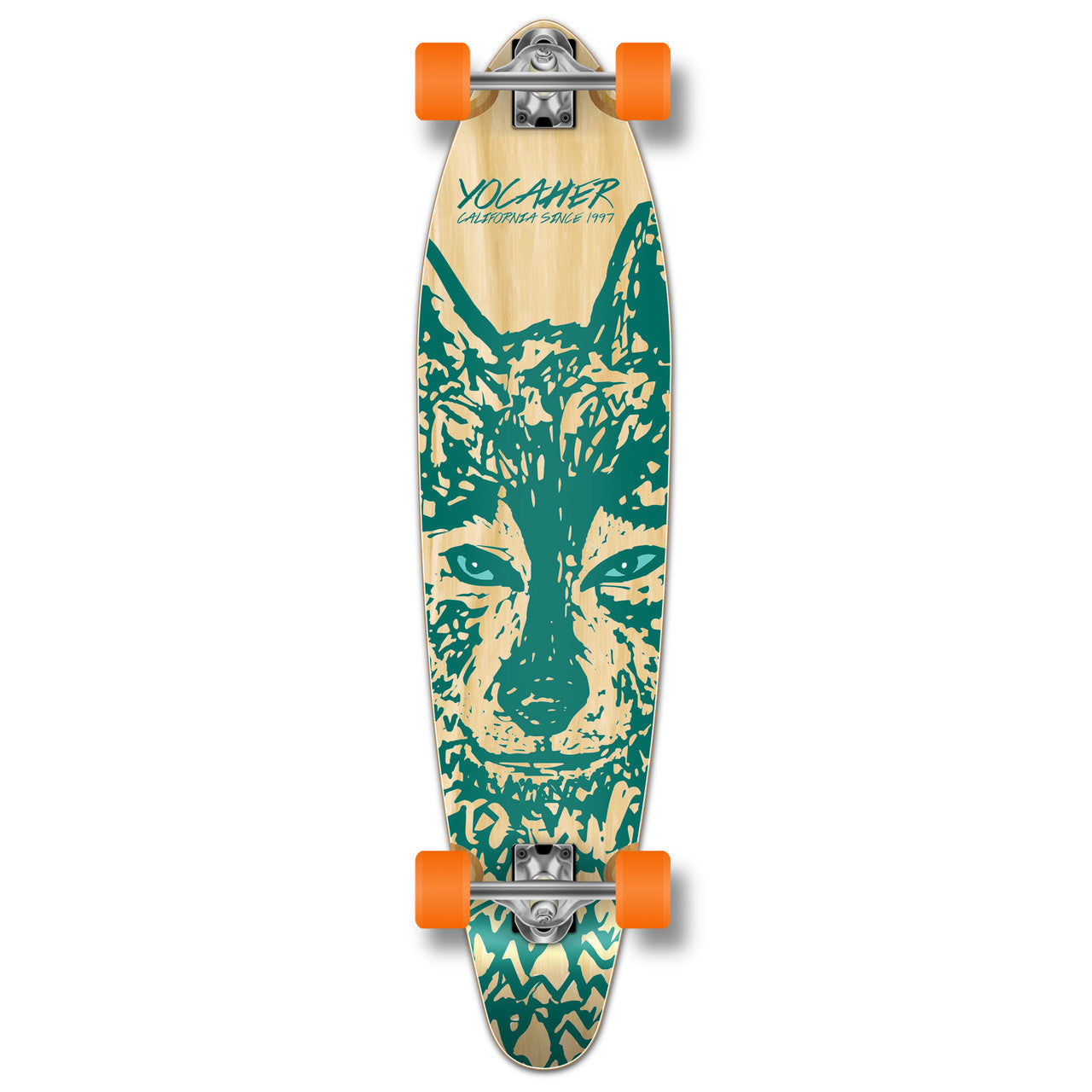 Yocaher Kicktail Longboard Complete - Spirit Animal WOLF