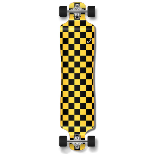 Yocaher Lowrider Longboard Complete - Checker Yellow