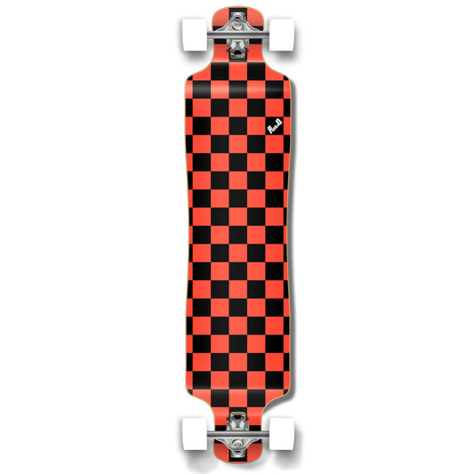 Yocaher Lowrider Longboard Complete - Checker Orange