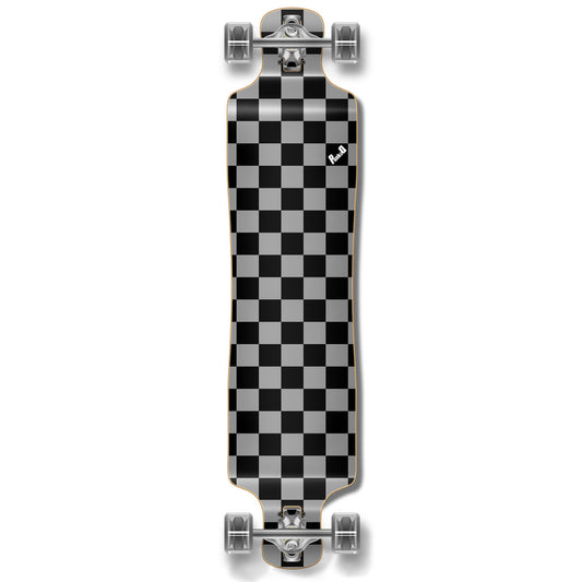 Yocaher Lowrider Longboard Complete - Checker Silver