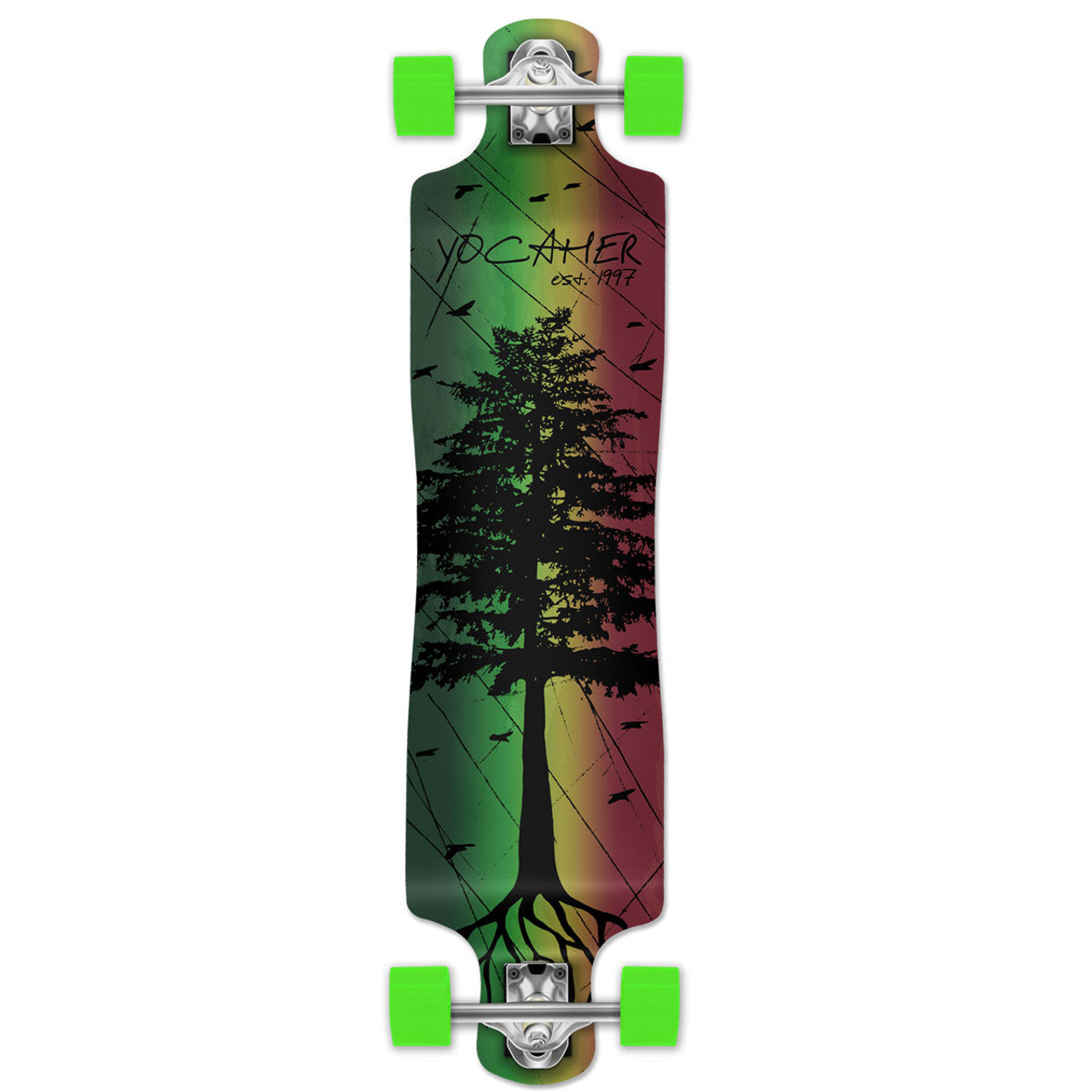 Yocaher Lowrider Longboard Complete - In the Pines : Rasta