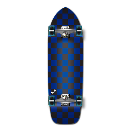 Yocaher Old School Longboard Complete - Checker Blue