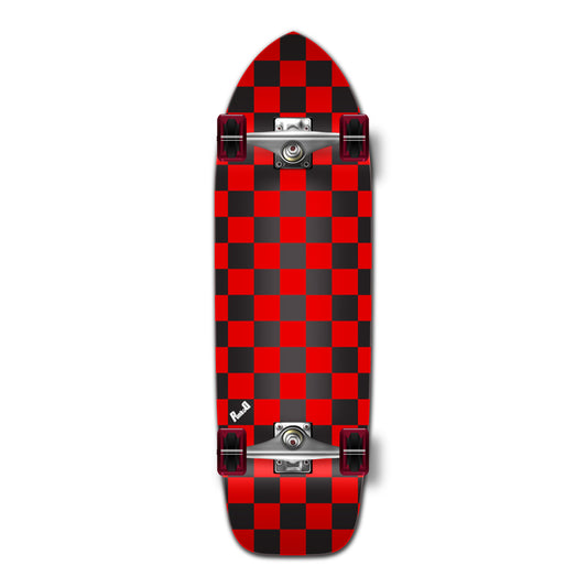 Yocaher Old School Longboard Complete - Checker Red