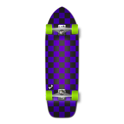 Yocaher Old School Longboard Complete - Checker Purple