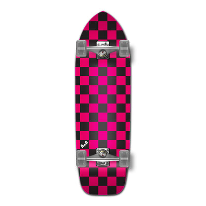 Yocaher Old School Longboard Complete - Checker Pink