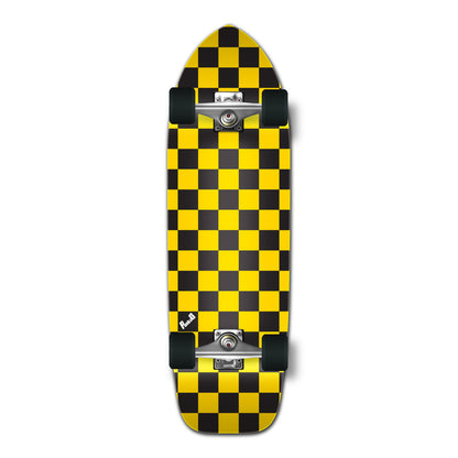 Yocaher Old School Longboard Complete - Checker Yellow