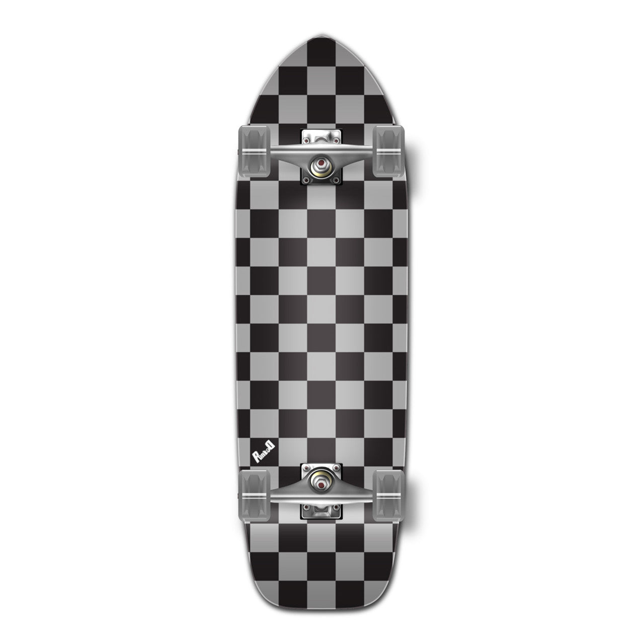 Yocaher Old School Longboard Complete - Checker Silver