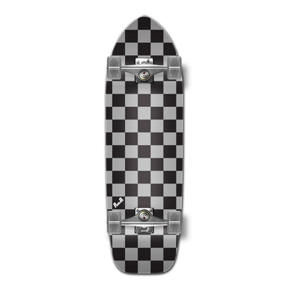 Yocaher Old School Longboard Complete - Checker Silver