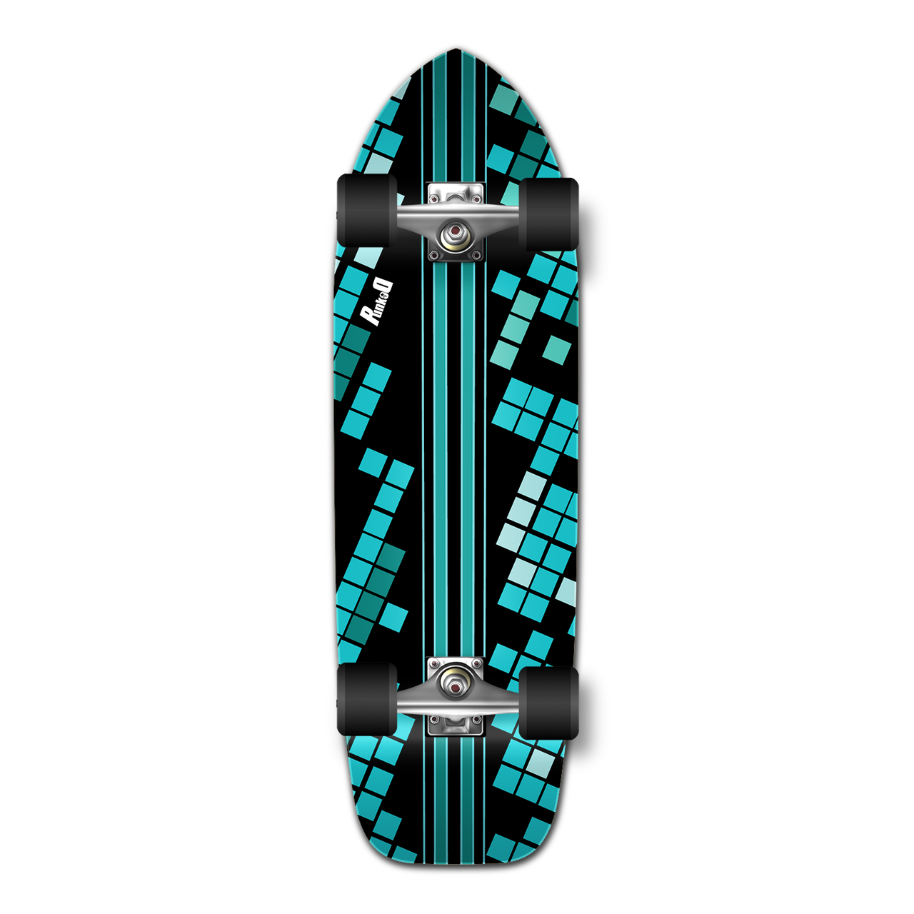 Yocaher Old School Longboard Complete - Black Digital Wave