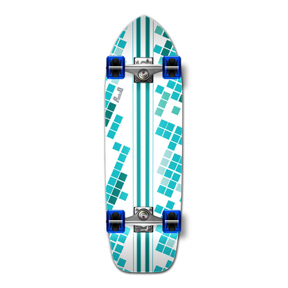 Yocaher Old School Longboard Complete - White Digital Wave