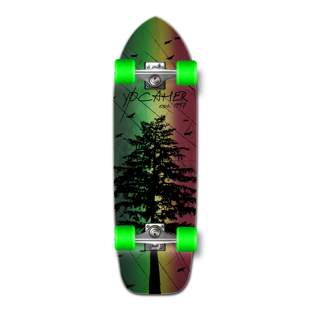 Yocaher Old School Longboard Complete - In the Pines Rasta