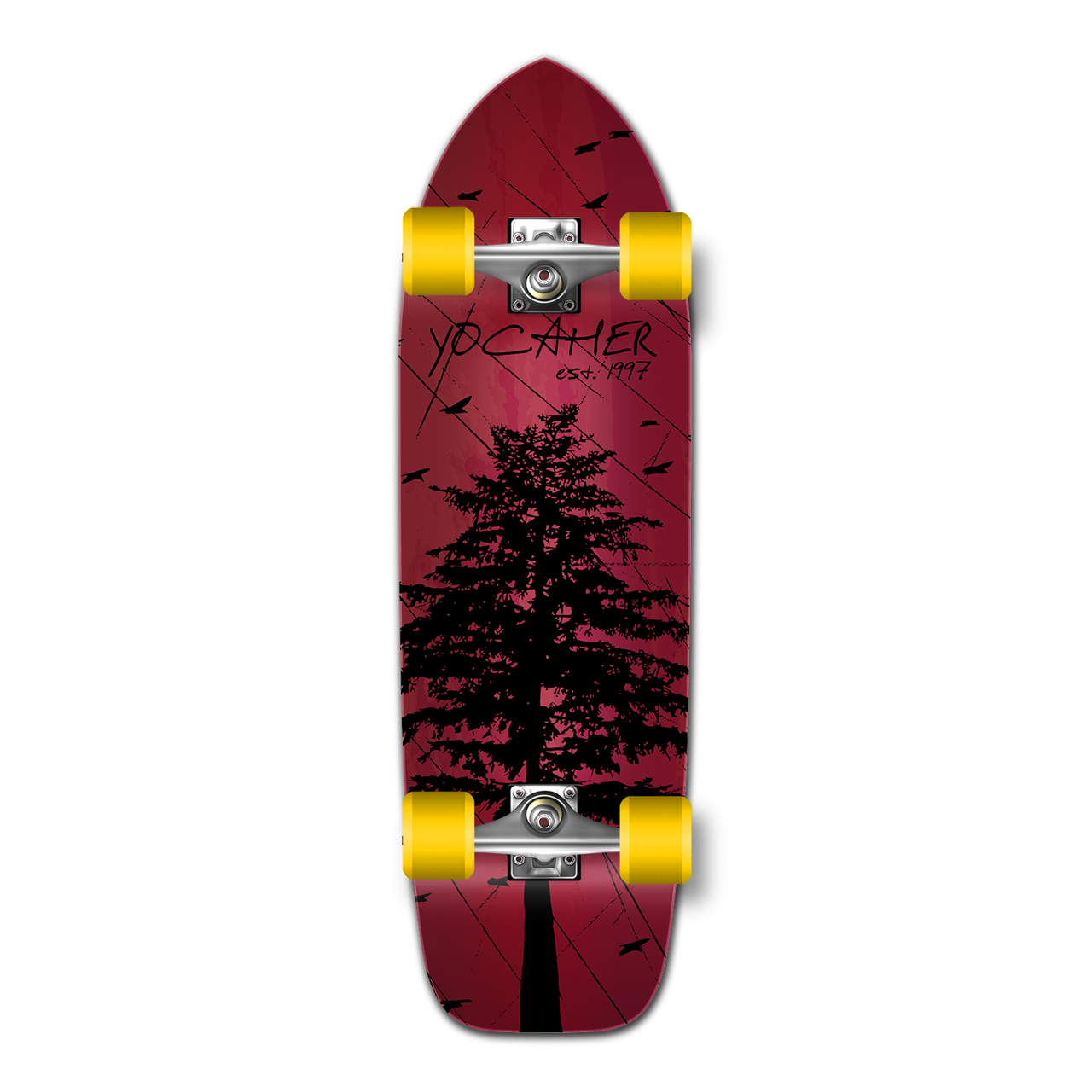 Yocaher Old School Longboard Complete - In the Pines Red