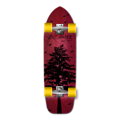 Yocaher Old School Longboard Complete - In the Pines Red