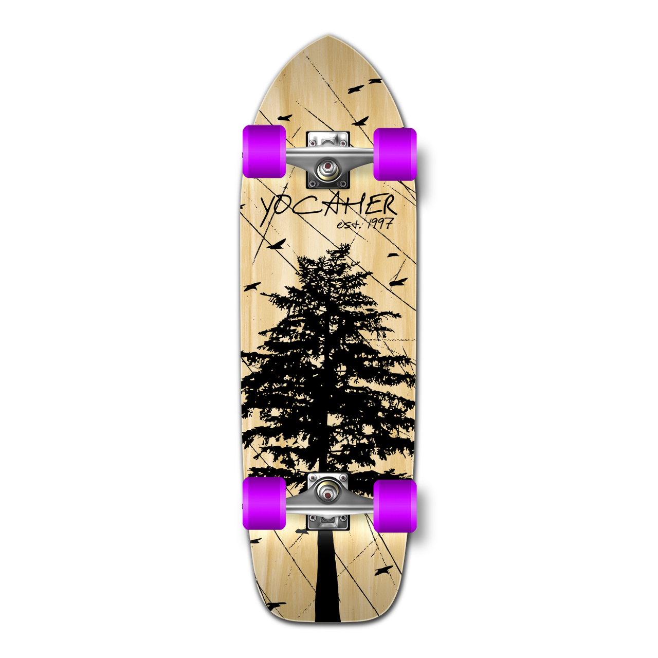 Yocaher Old School Longboard Complete - In the Pines Natural