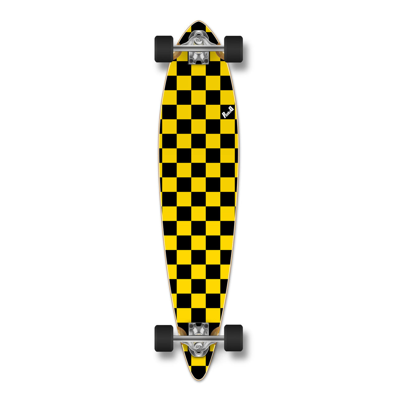 Yocaher Pintail Longboard Complete - Checker Yellow