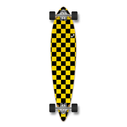 Yocaher Pintail Longboard Complete - Checker Yellow