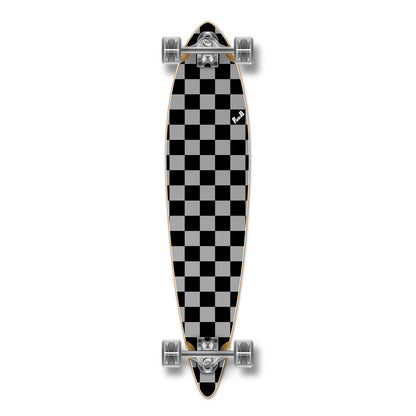 Yocaher Pintail Longboard Complete - Checker Silver