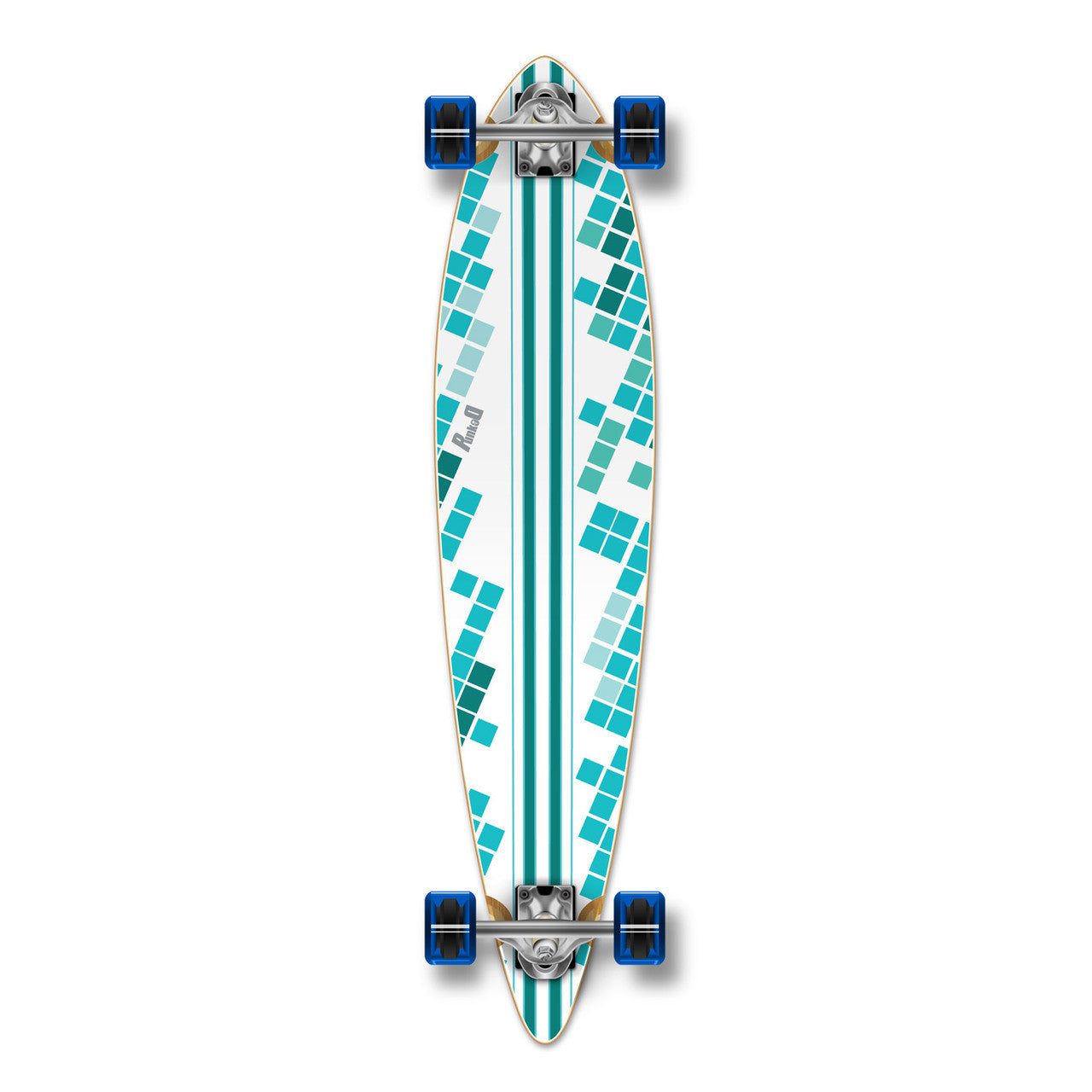 Yocaher Pintail Longboard Complete - White Digital Wave