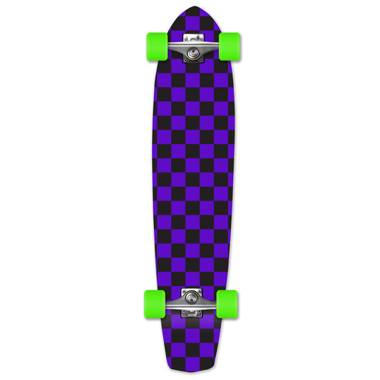 Yocaher Slimkick Longboard Complete - Checker Purple