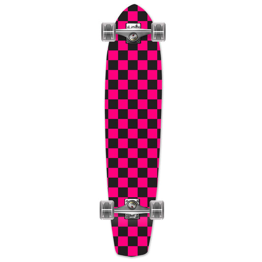 Yocaher Slimkick Longboard Complete - Checker Pink