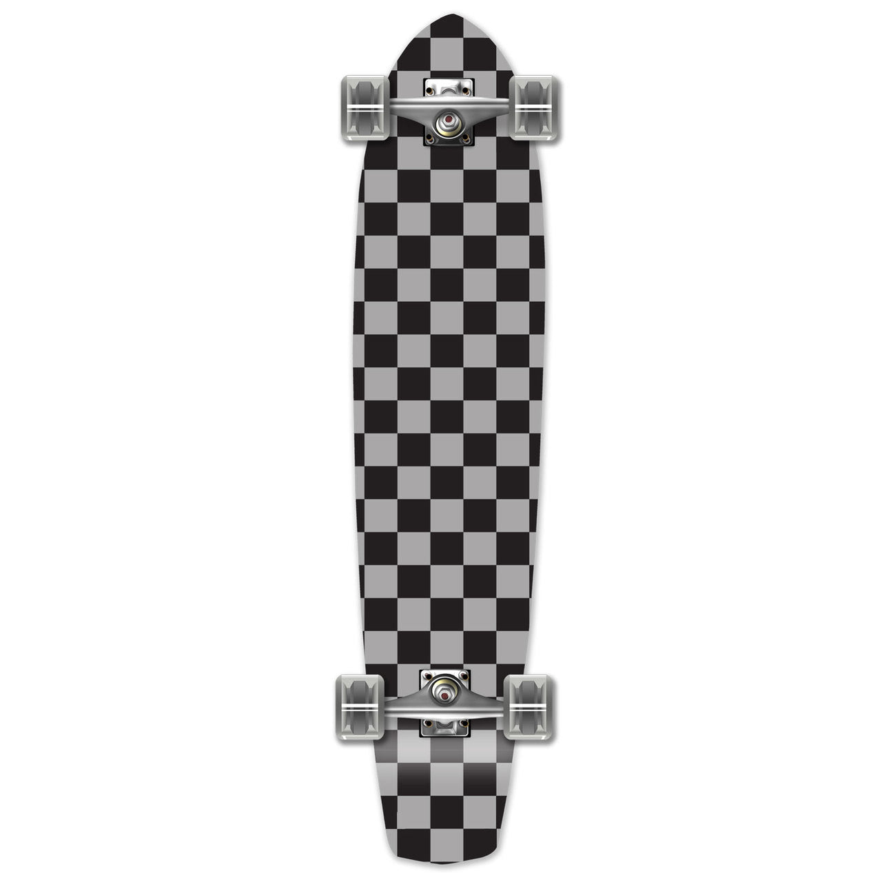 Yocaher Slimkick Longboard Complete - Checker Silver