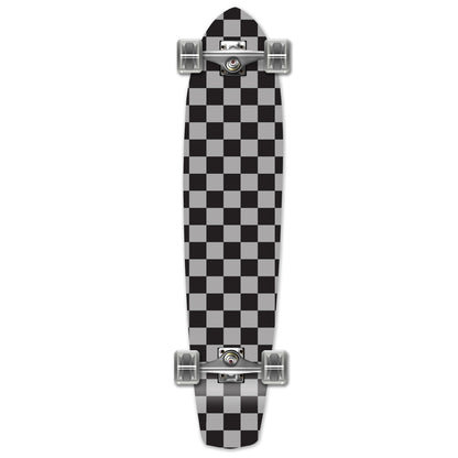 Yocaher Slimkick Longboard Complete - Checker Silver