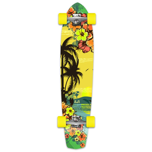 Yocaher Slimkick Longboard Complete - Tropical Day