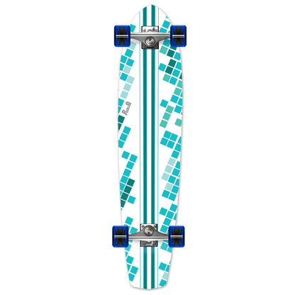 Yocaher Slimkick Longboard Complete - White Digital Wave