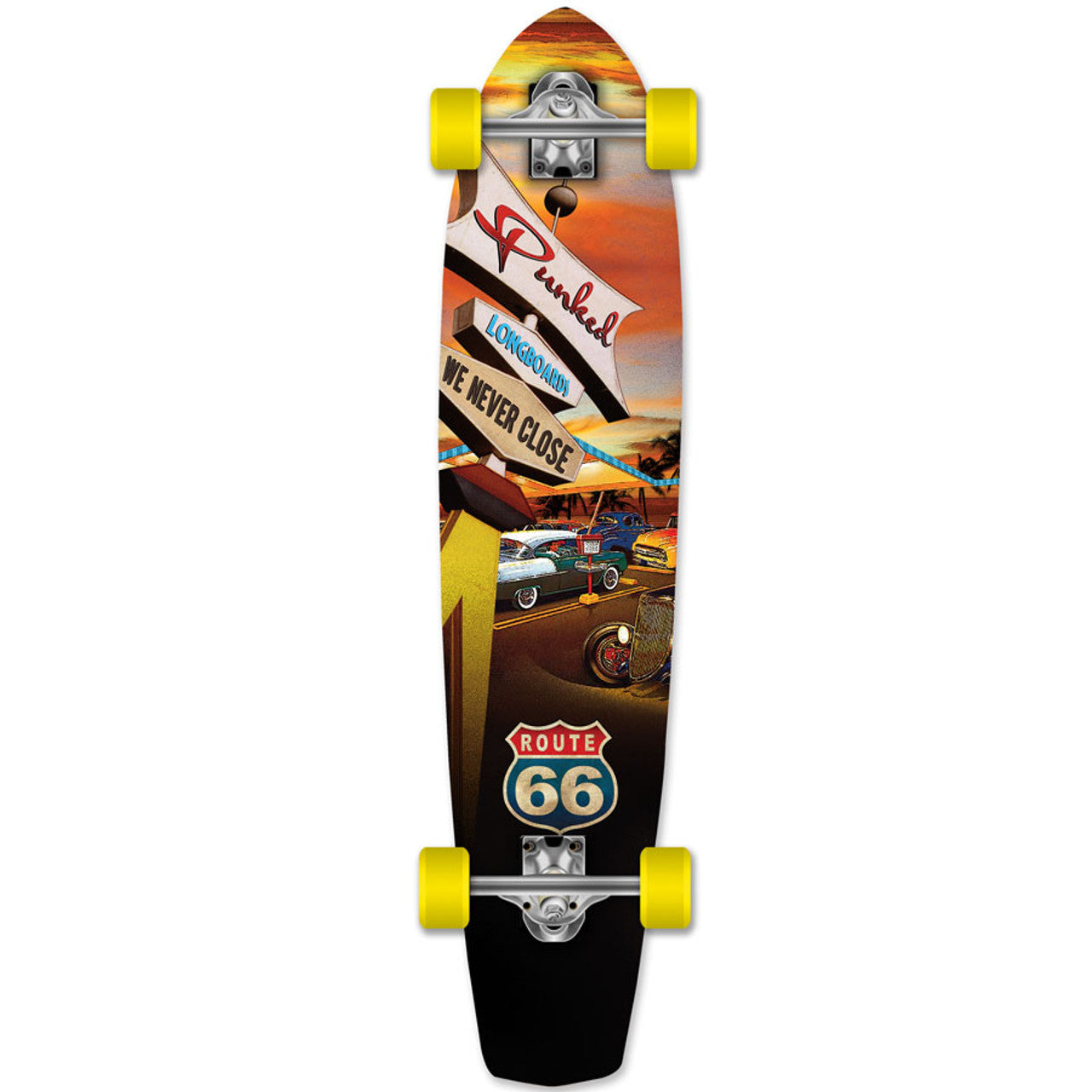 Yocaher Slimkick Longboard Complete - Route 66 Series - Diner