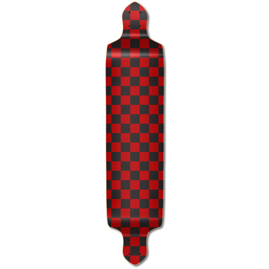 Yocaher Drop Down Longboard Deck - Checker Red