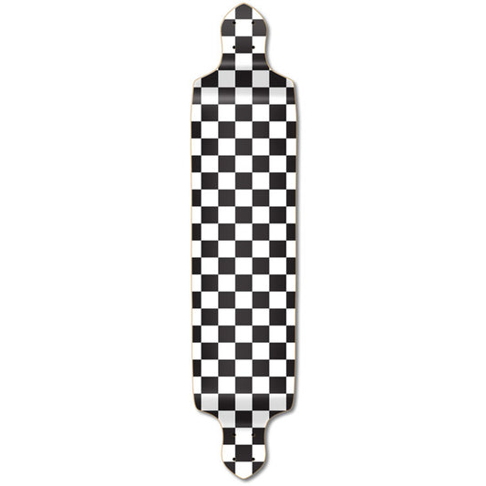 Yocaher Drop Down Longboard Deck - Checker White