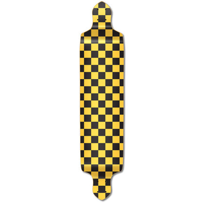 Yocaher Drop Down Longboard Deck - Checker Yellow