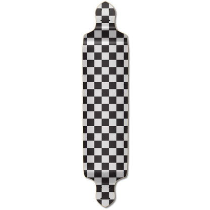 Yocaher Drop Down Longboard Deck - Checker Silver