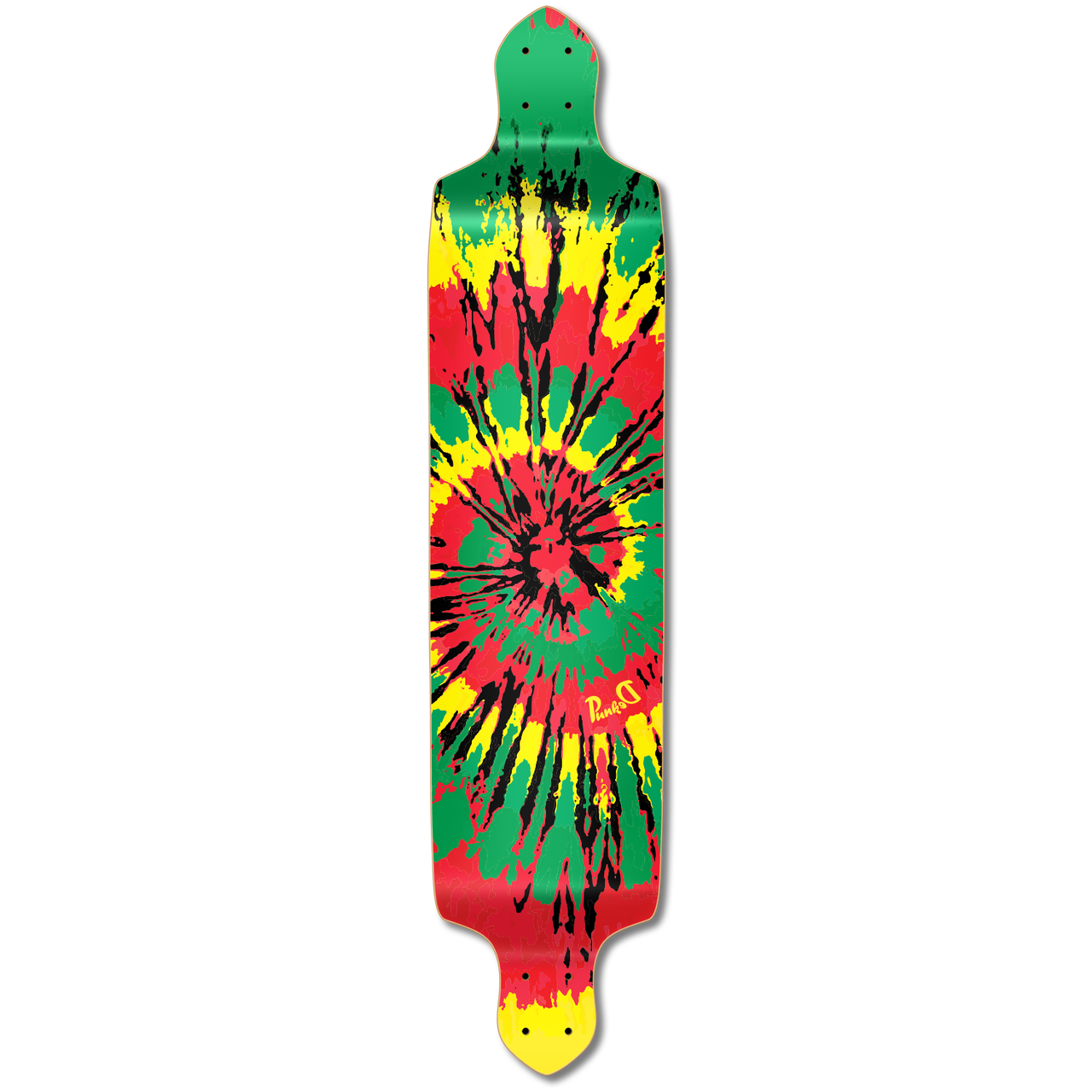 Yocaher Drop Down Longboard Deck - Tiedye Rasta