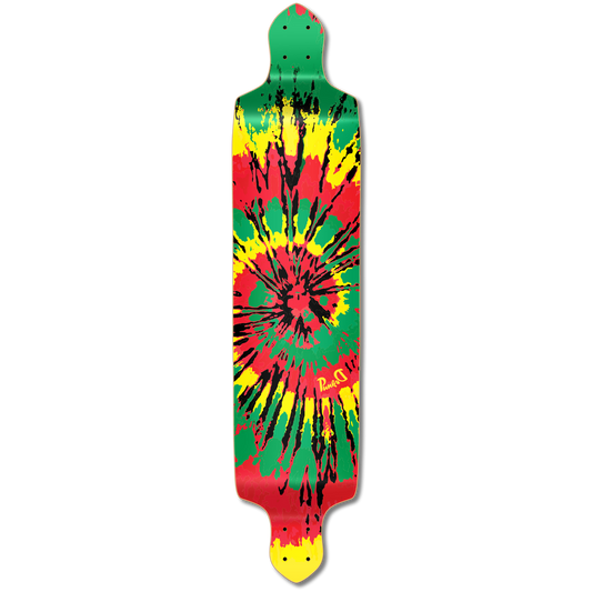 Yocaher Drop Down Longboard Deck - Tiedye Rasta