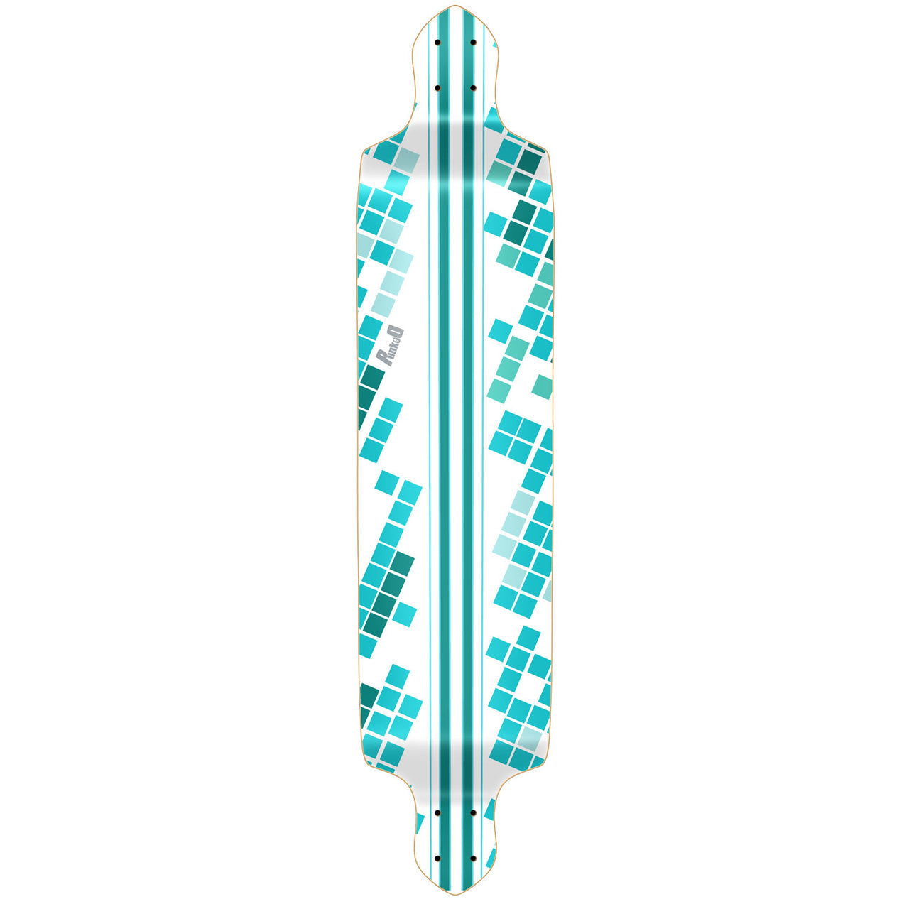 Yocaher Drop Down Longboard Deck - White Digital Wave