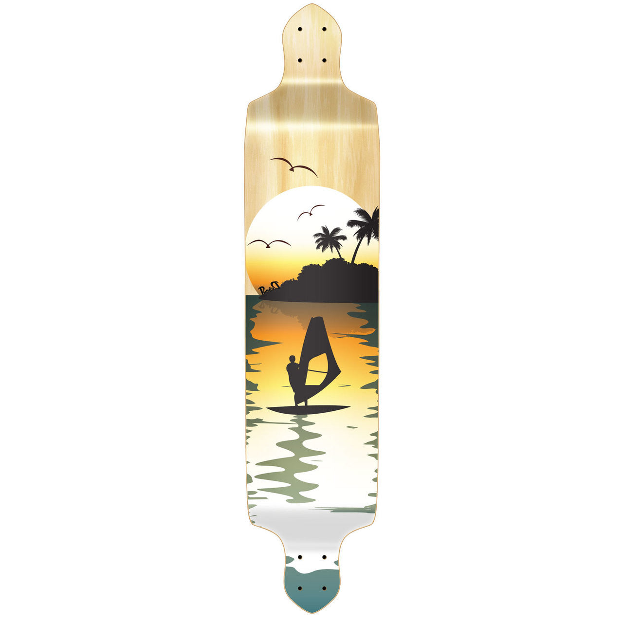 Yocaher Drop Down Longboard Deck - Natural Surfer