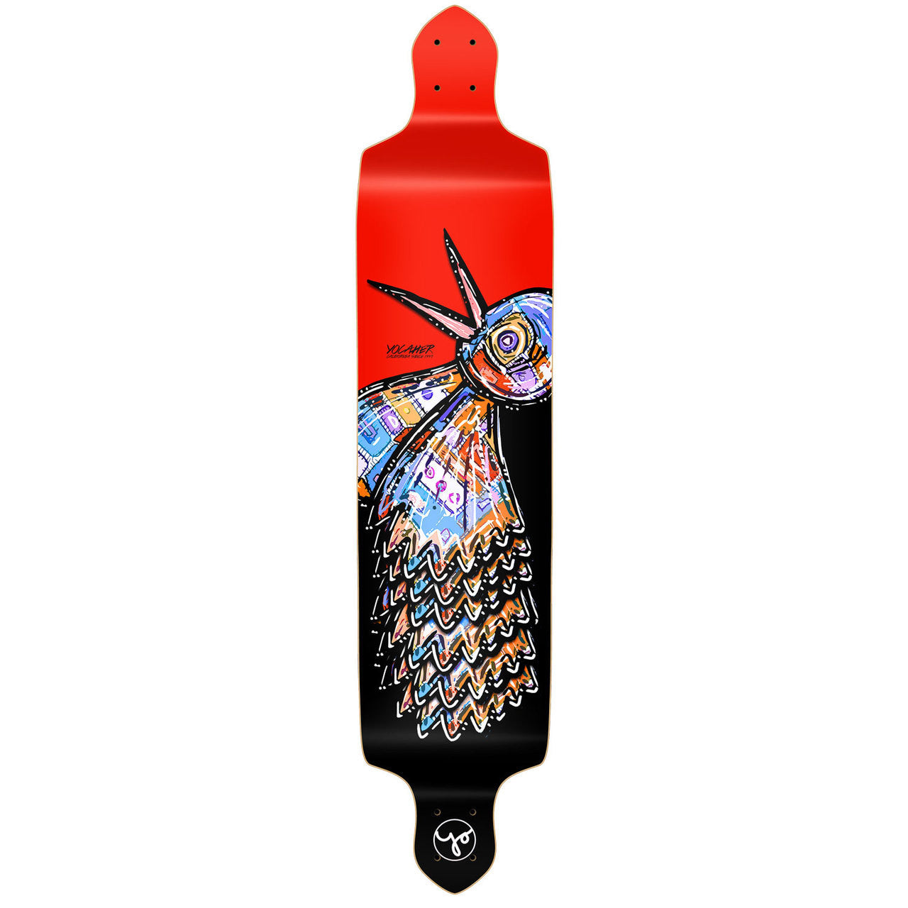 Yocaher Drop Down Longboard Deck - The Bird Red